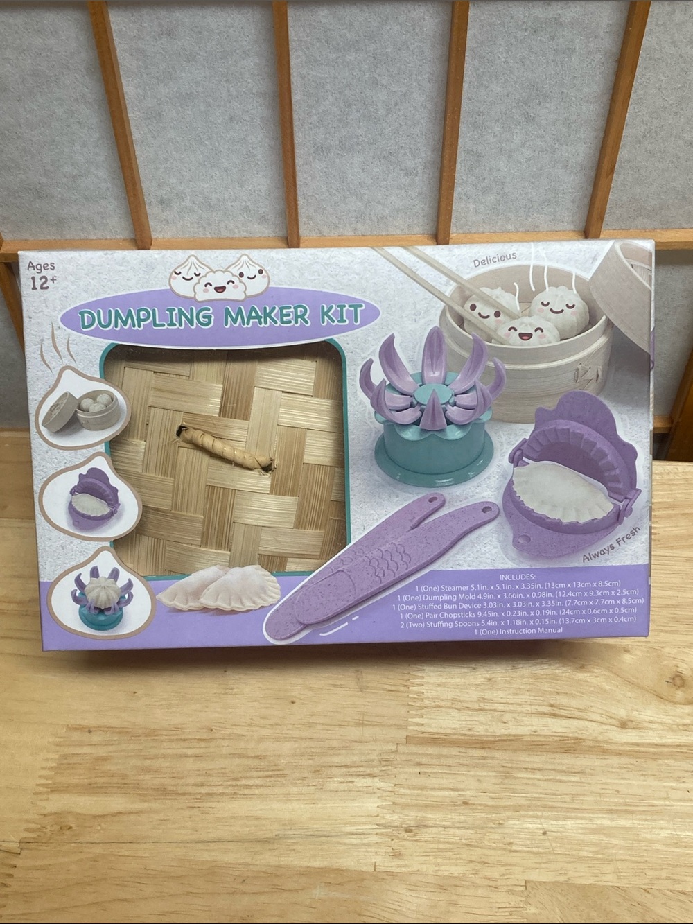 Dumpling Maker Kit NIB Kids DYI Steamer Chopsticks Press Purple Kitchen Tools
